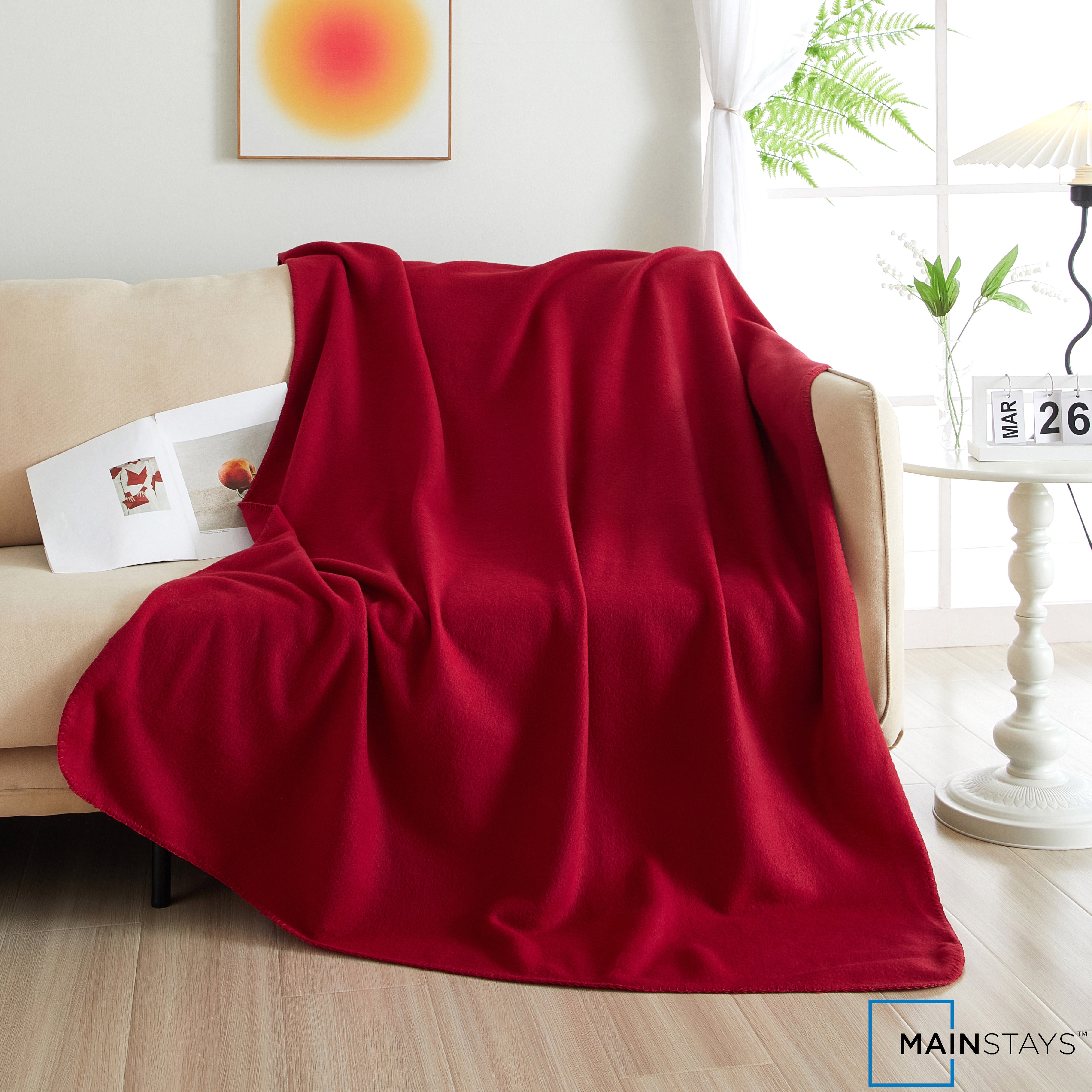 Mainstays Red Mark Plush Throw Blanket, Standard Throw