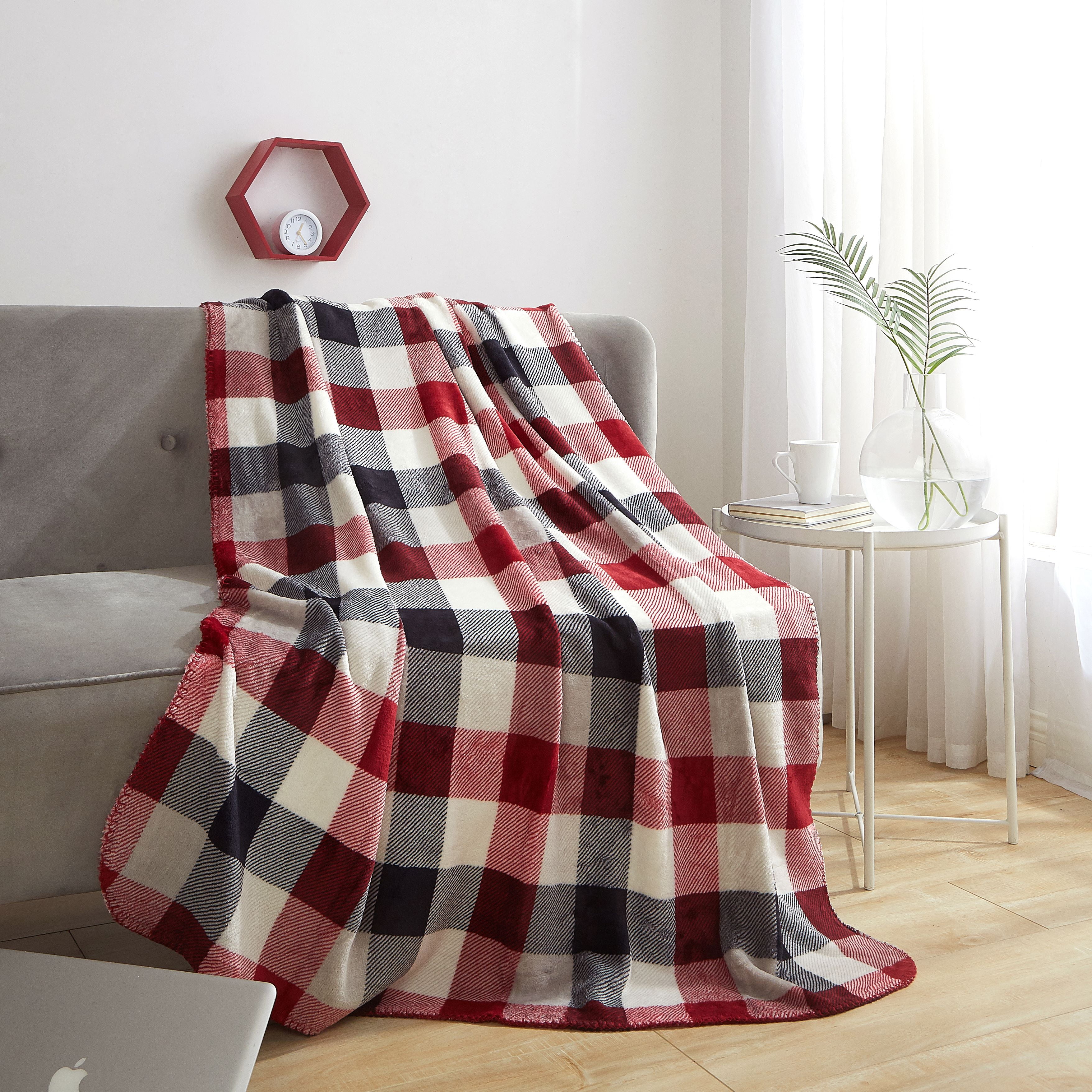 Mainstays Red Plaid Cozy Plush Throw Blanket 50" x 60"