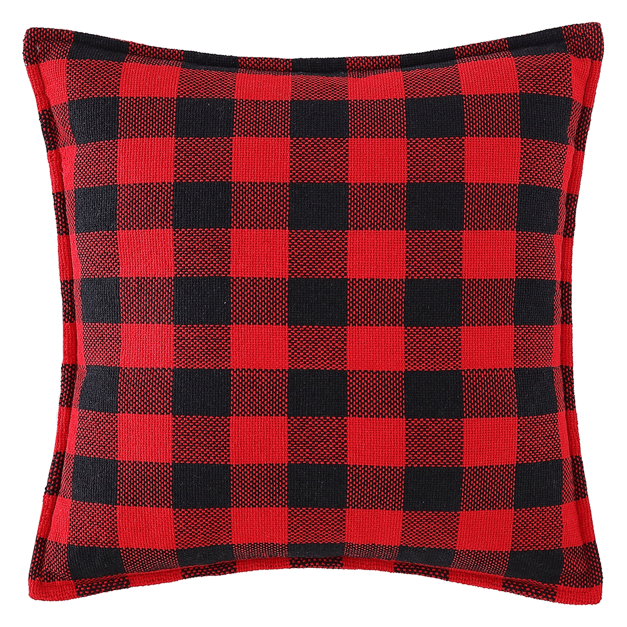Mainstays, Red Plaid Decorative Throw Pillow, Red, 18" x 18", Square, 1