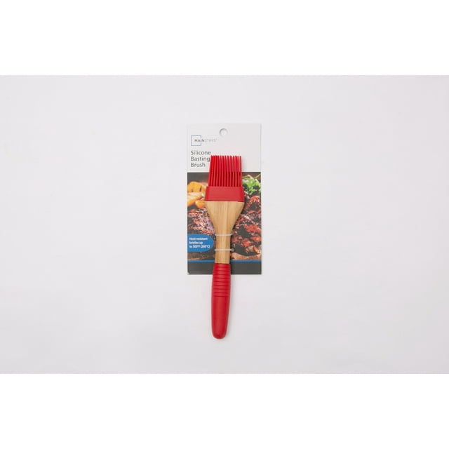 Mainstays Red Silicone Basting Brush with Wooden Handle