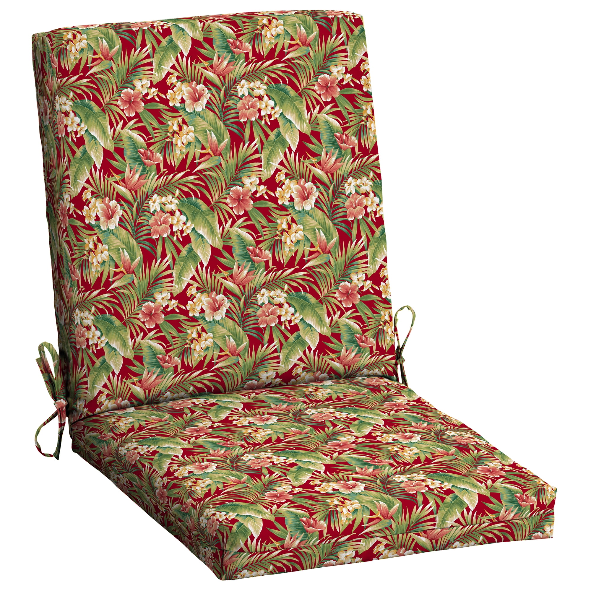 Mainstays Red Tropical 1 Piece Outdoor Dining Chair Cushion