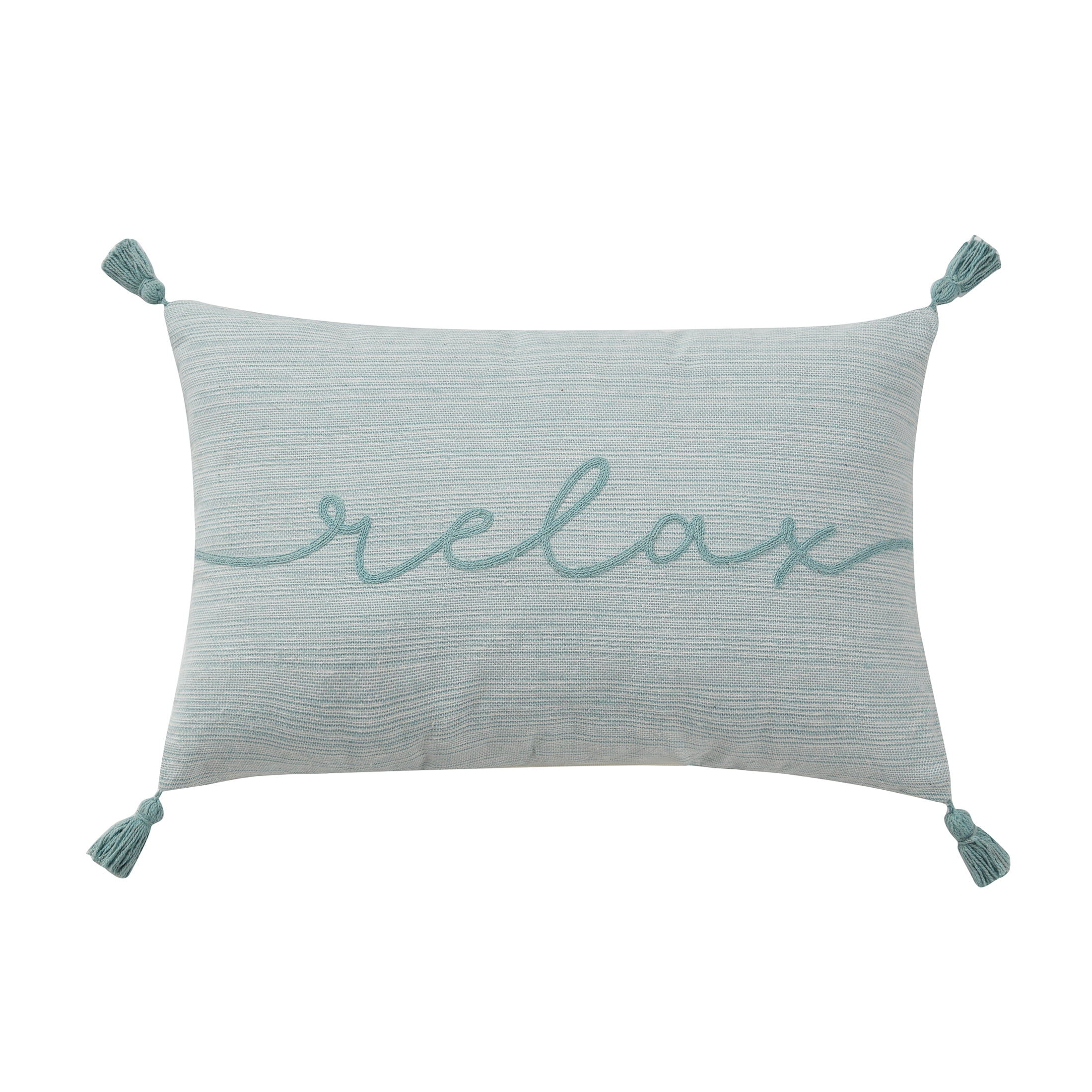 Mainstays Relax 12" x 18" Aquifer Typography Cotton Decorative Pillow
