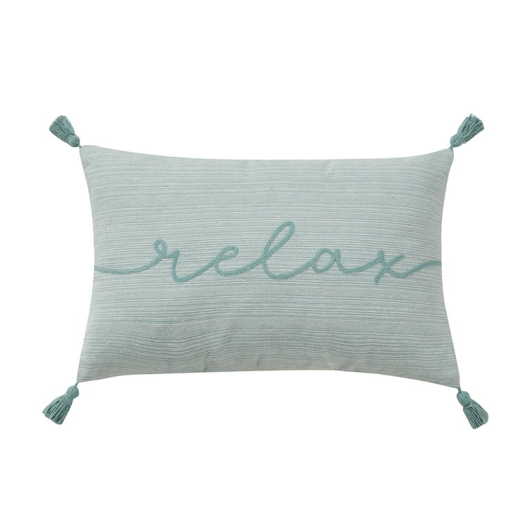 Mainstays Relax 12 x 18 Aquifer Typography Cotton Decorative Pillow Walmart