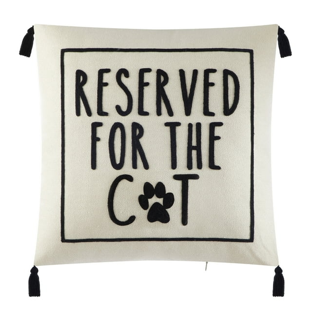 Mainstays Reserved for the Cat Contemporary Black and White Polyester