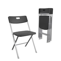 Mainstays Resin Seat & Back Folding Chair, Black, 4 Count