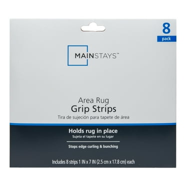 Mainstays Reusable Anti-Slip Rug Grip Strips, Black, 1" x 7", 8 Pack
