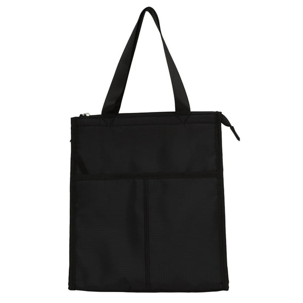Mainstays Black Reusable Polyester Lunch Bag with Zippered Main