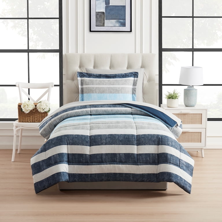 Mainstays Reversible 5 Piece Twin-XL Bed in a Bag Comforter Set