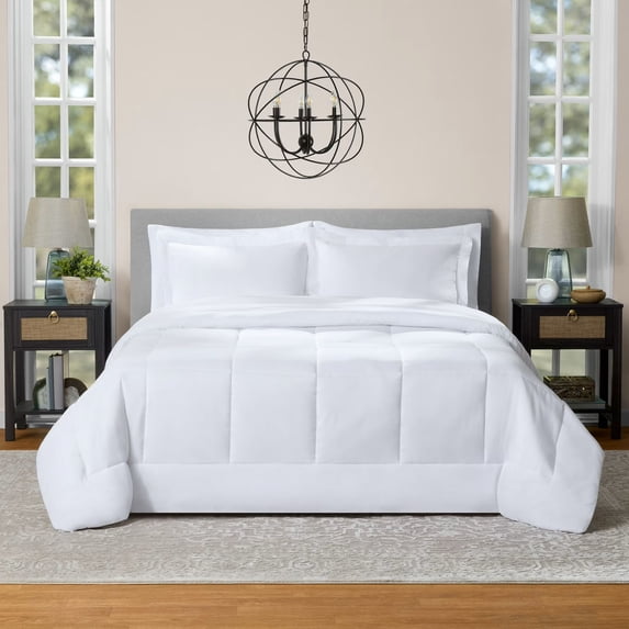 Mainstays Reversible Bed-in-a-Bag Set, 7 Pieces, Queen, White