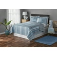 thumbnail image 1 of Mainstays Blue & Grey Vertical Stripe Microfiber Quilt, Full/Queen, Reversible, Adult/Teen, 1 of 5