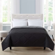 Mainstays Reversible Microfiber Comforter, Black, Full/Queen