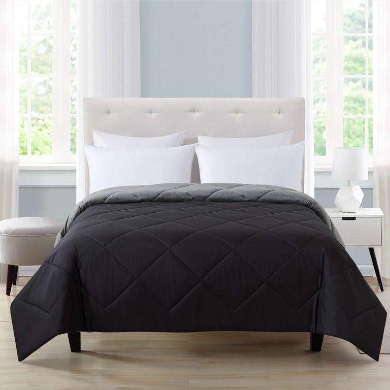 Mainstays Reversible Microfiber Comforter Full Queen Black Gray