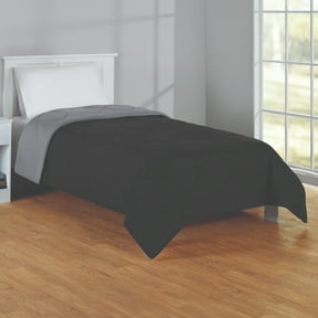 Mainstays Twin/Twin XL All-Season Reversible Microfiber Comforter, Black