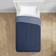 Mainstays Reversible Microfiber Comforter, Navy, Twin/Twin XL, Adult, Unisex