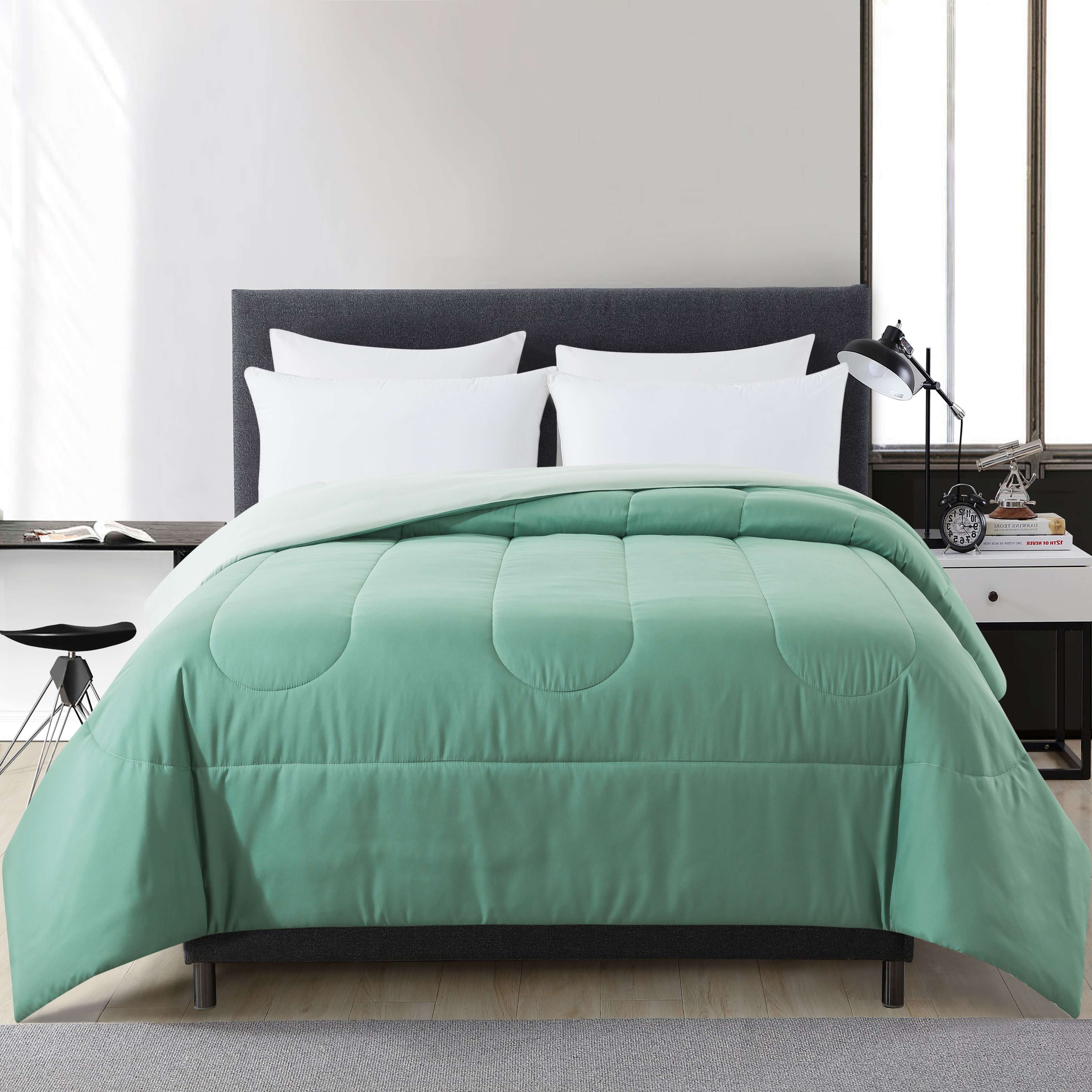 Mainstays Reversible Microfiber Comforter, Sage Green, Full/Queen, Adult, Unisex