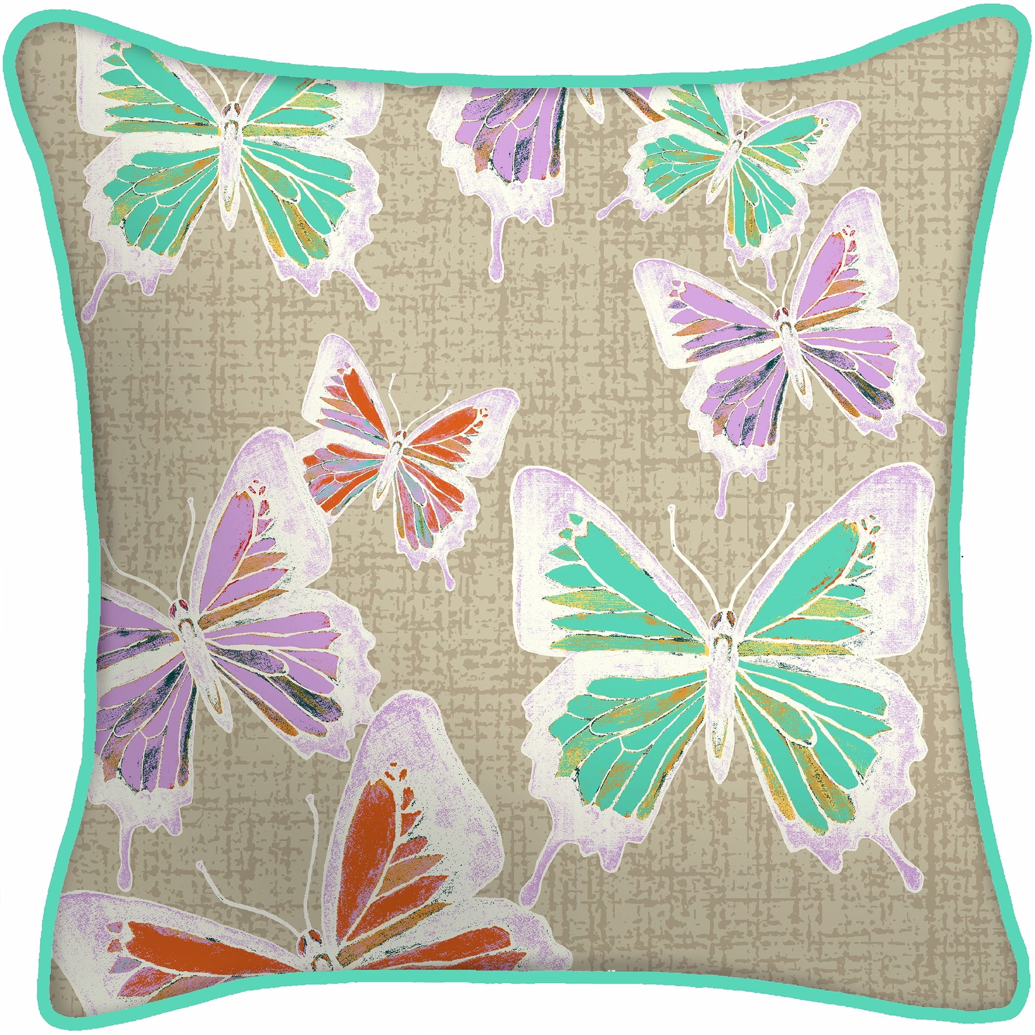 Mainstays Reversible Outdoor Throw Pillow, 16", Multicolor Butterfly