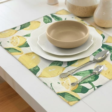 Mainstays Reversible Printed Lemons and Blue White Stripe Placemat, 19" x 14"