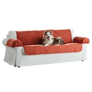 Mainstays Reversible Quilted Fabric Sofa Furniture Protector, 3-Piece, Tan and Red