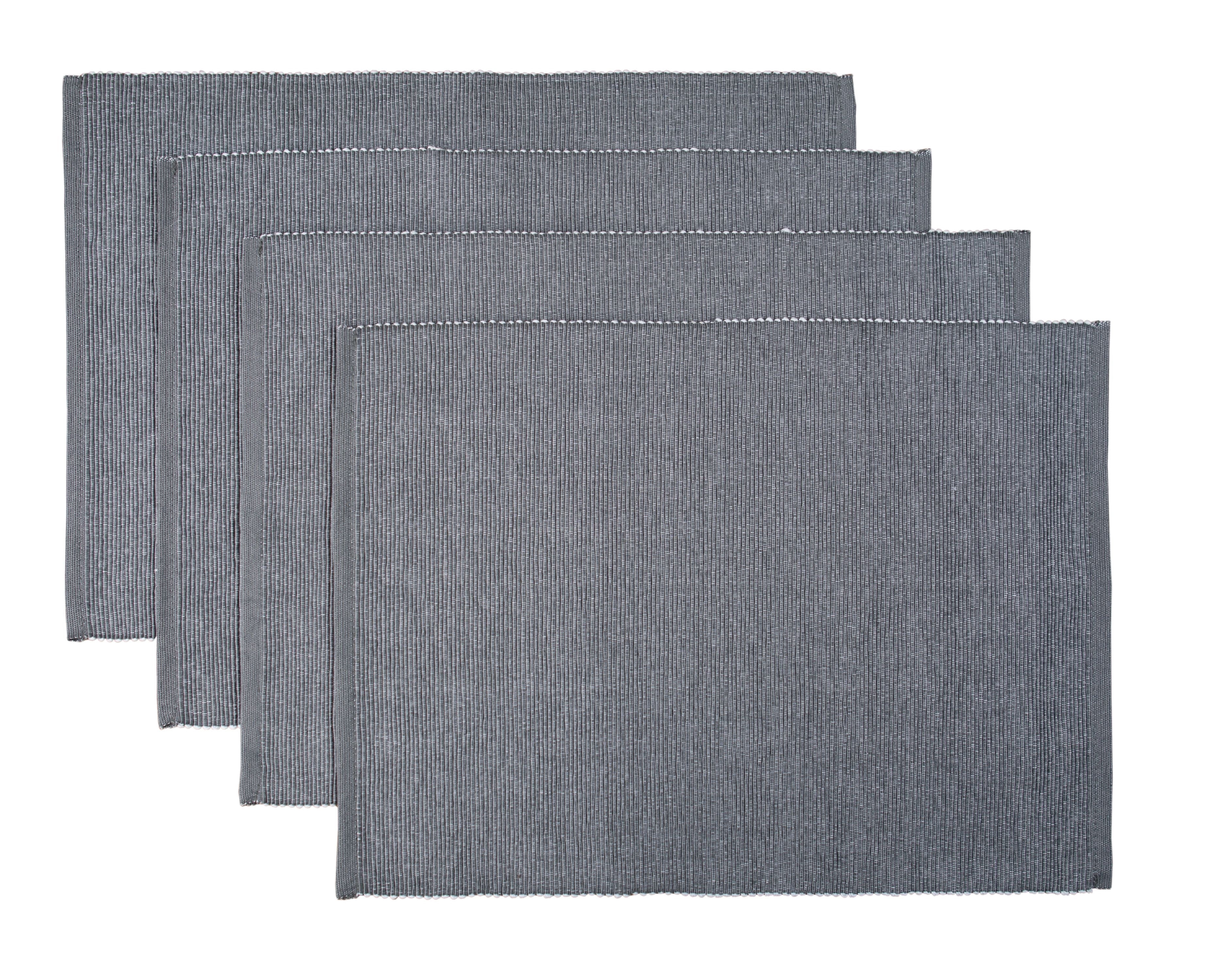 Mainstays Ribbed Chambray Placemat, 13 in x 18 in, Set of 4, Gray