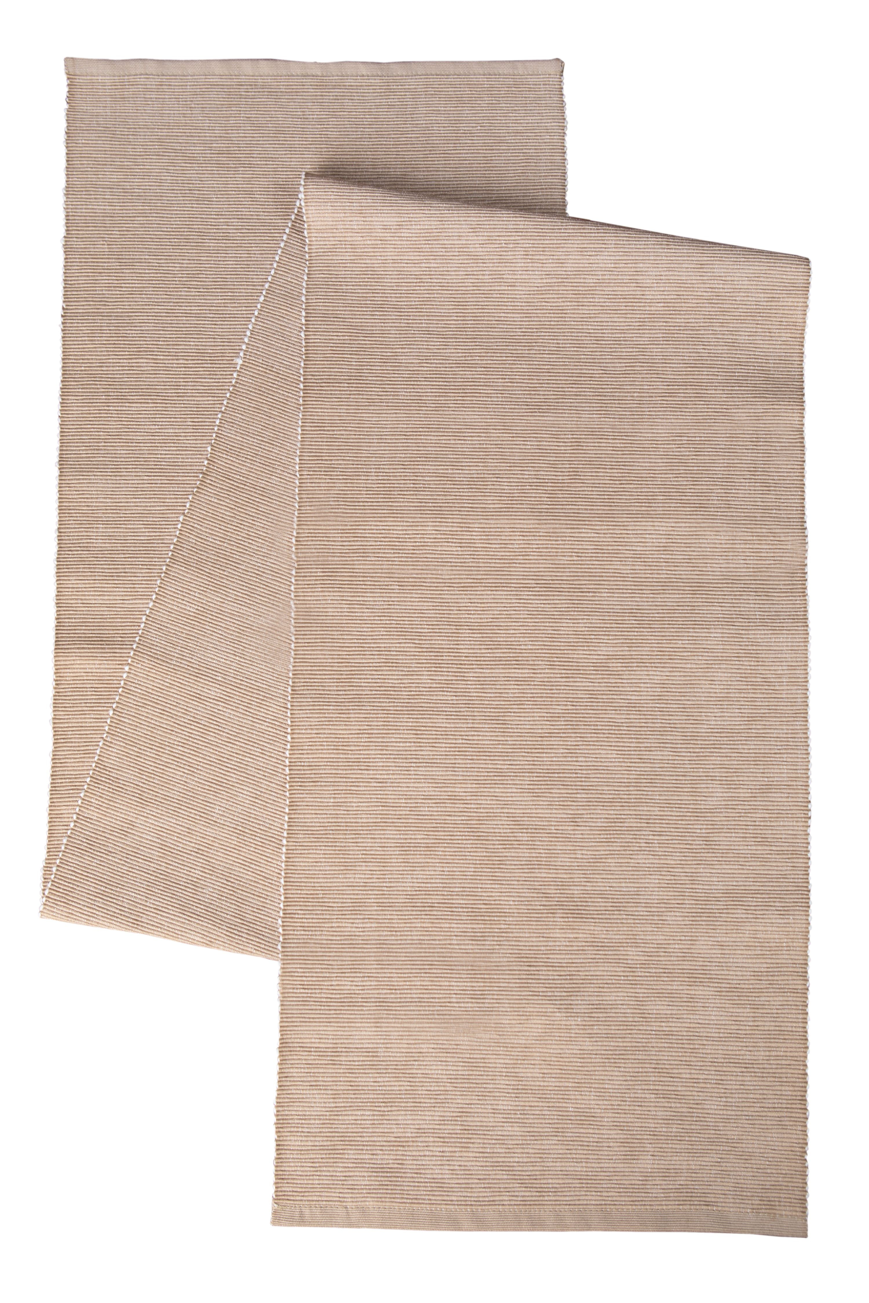 Mainstays Ribbed Chambray Table Runner, 13 in x 72 in, Cotton Polyester Blend, Tan, 1 Piece