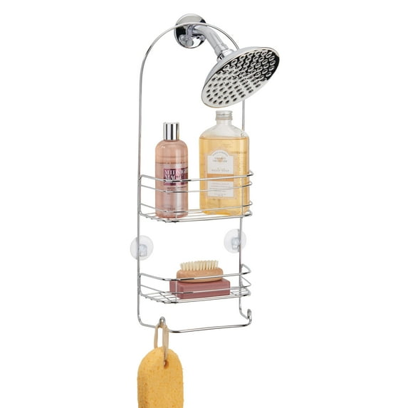 Mainstays Rondo Durable Steel Hanging 2 Shelf Shower Organizer, Metallic Chrome