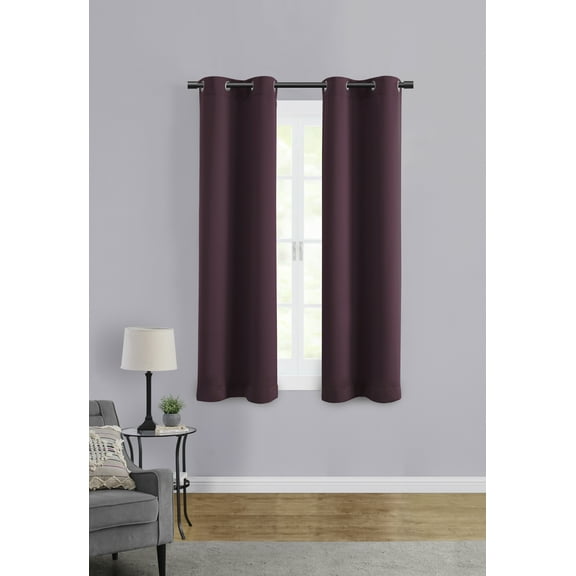 Mainstays Room Darkening Grommet Curtain Panel Pair, Set of 2, Burgundy, 30"W x 63"L