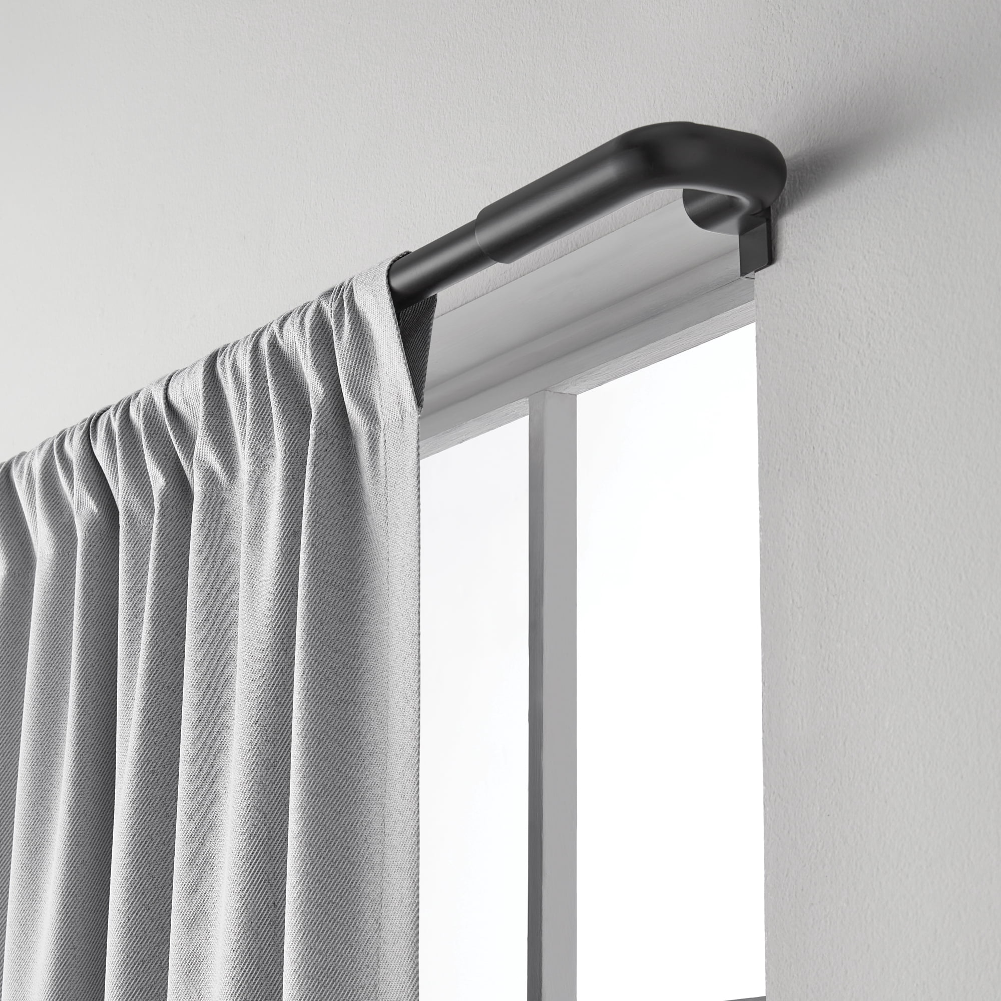 Mainstays Adjustable Wrap Around Tension Curtain Rod, Room Darkening, Black, 48-84 Inch