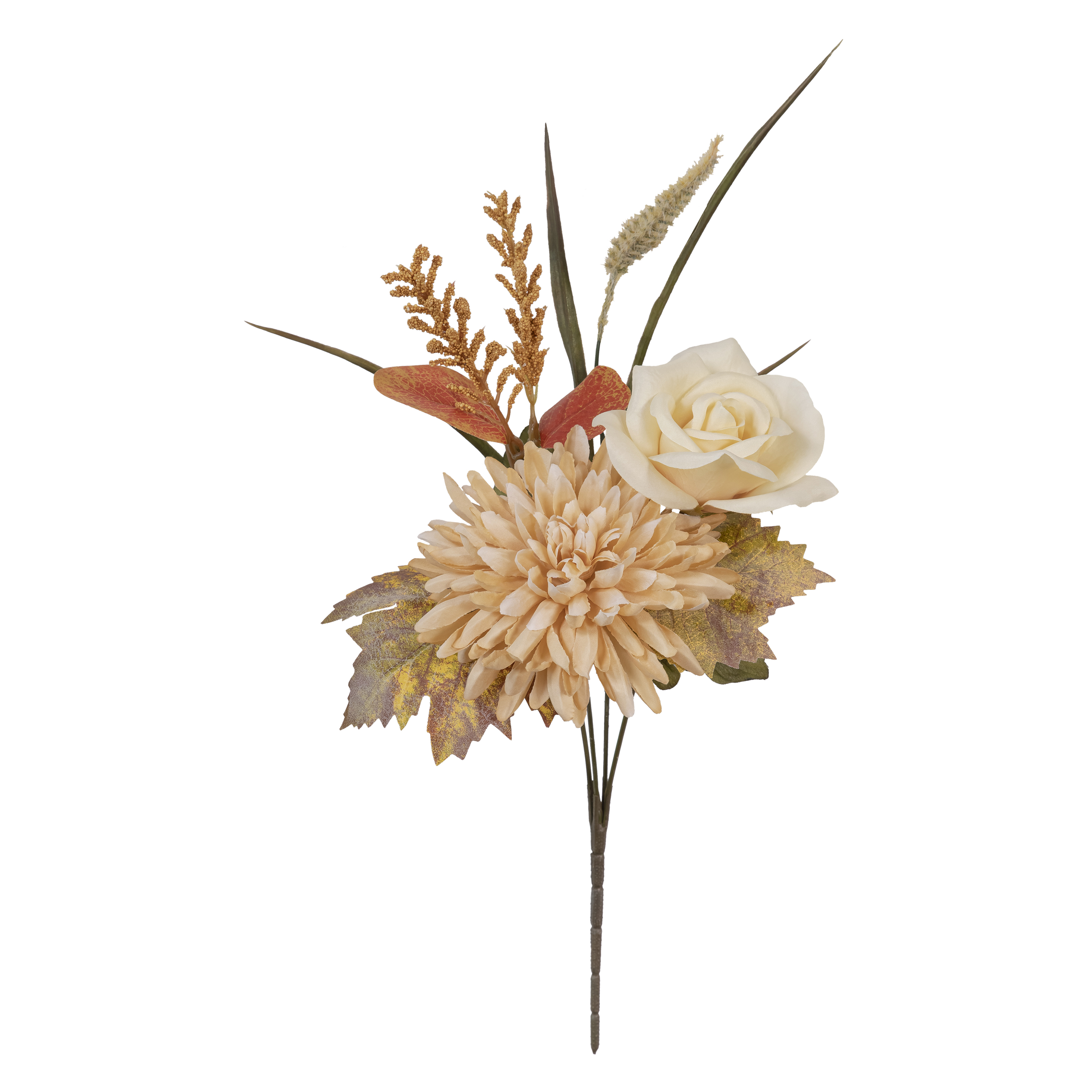 Mainstays Rose & Mum Mixed Artificial Flower Pick, Multi, Cream & Orange, 15"