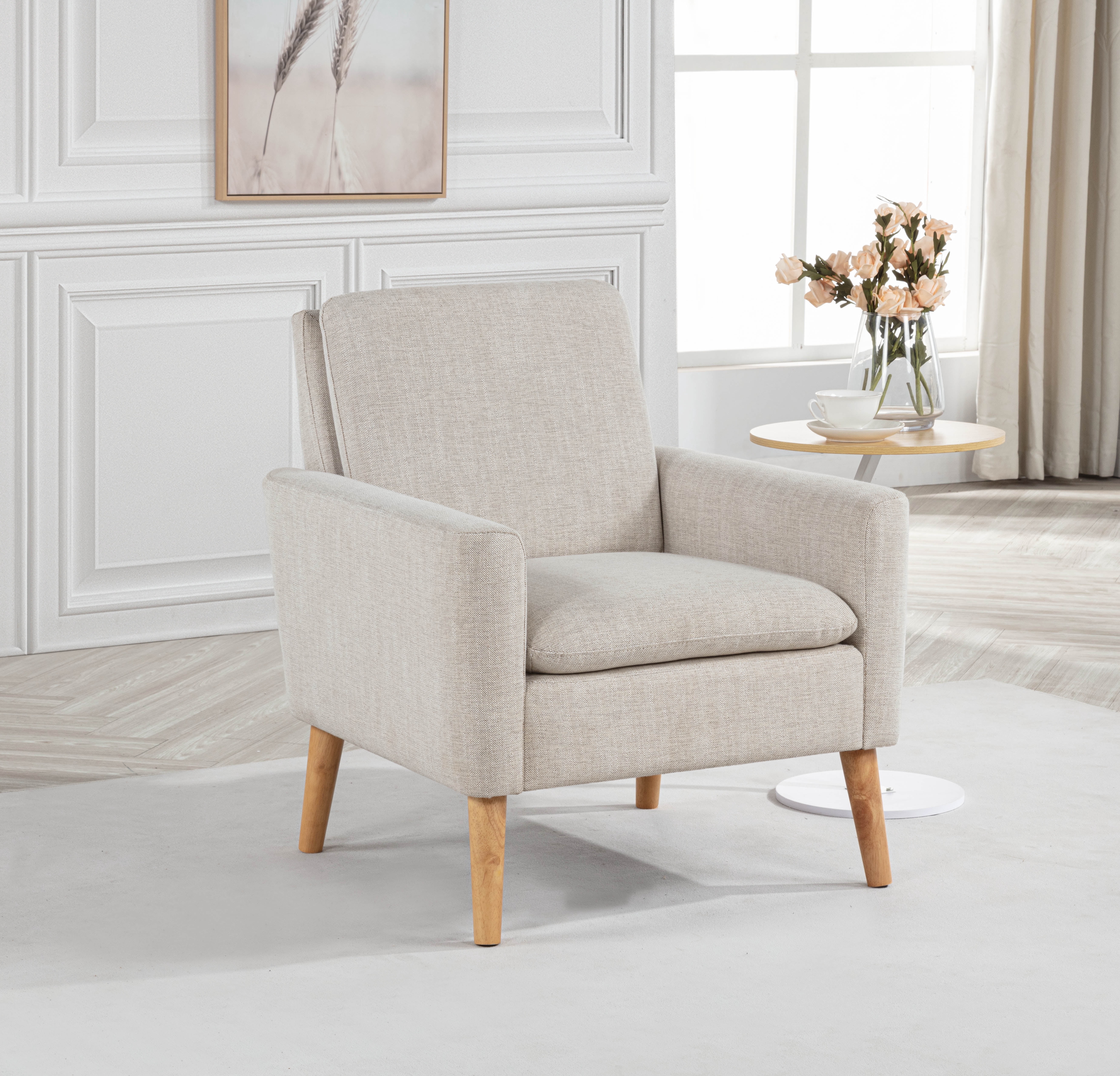 Mainstays Round Arm Accent Chair, Ivory Linen