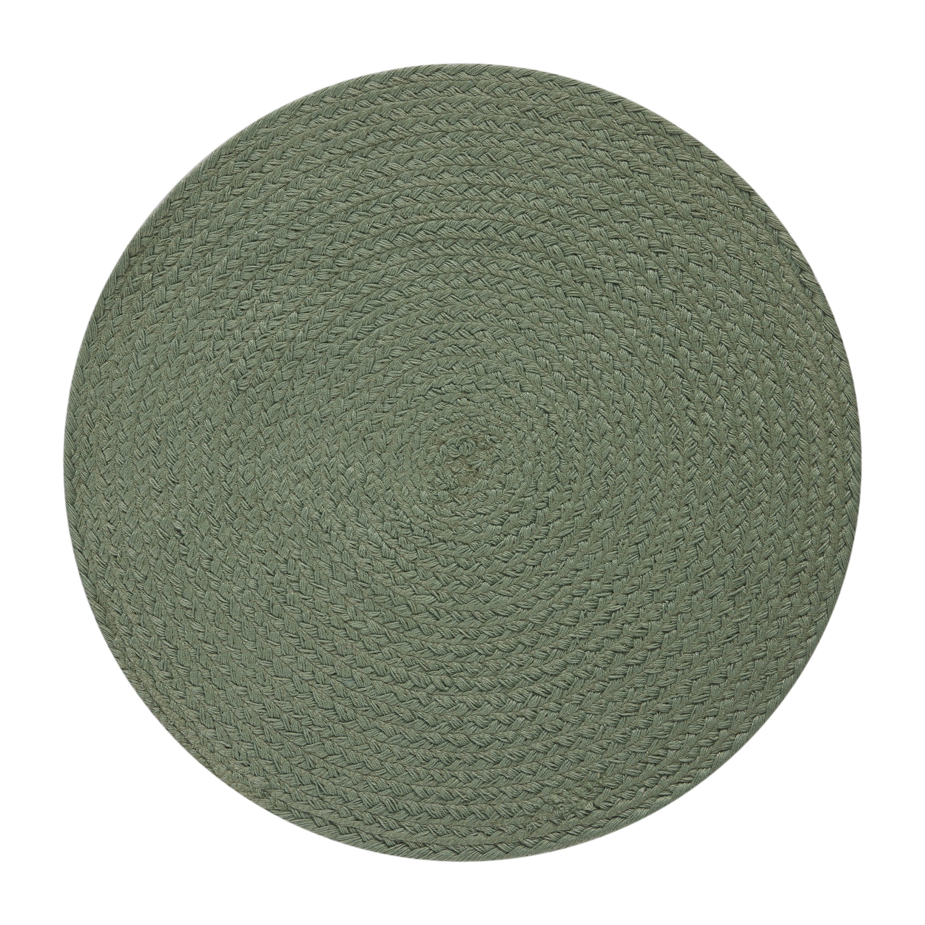 Mainstays Round Braided Placemat - Hedge Green - 14 Diameter, Polyester