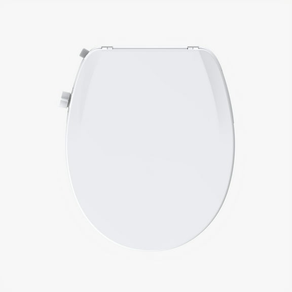 Mainstays Round Non-Electric Bidet Toilet Seat with Dual Self-Cleaning Nozzles, Daisy White