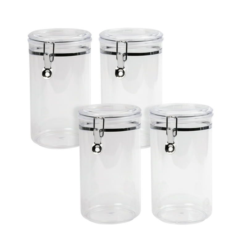 Mainstays Round Plastic Food Storage Canister - Small - 5.12” W x 6.5” D x  5” H - Set of 4​ 