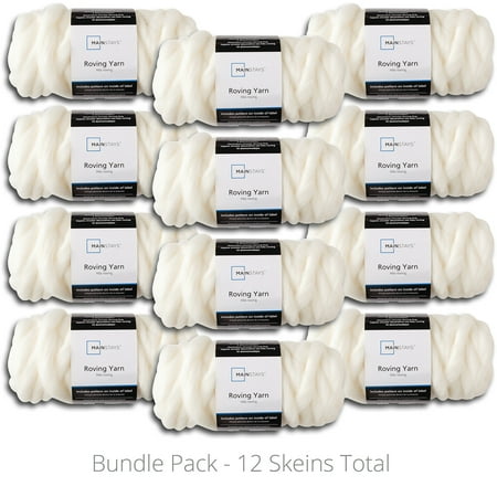 Mainstays Roving Yarn Value Bundle, 100% Acrylic, 26 yd, Super Bulky, Ivory, Pack of 12