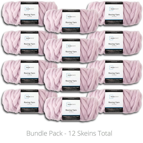 Mainstays Roving Yarn Value Bundle, 100% Acrylic, Fabric Purchase Form: By the Yard, 26 yd, Mauve Splash, Super Bulky, Pack of 12