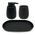 thumbnail image 1 of Mainstays Rubberized Plastic Ribbed 4-Piece Bath Accessories Set, Black, 1 of 6