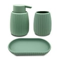 thumbnail image 1 of Mainstays Rubberized Plastic Ribbed 4-Piece Bath Accessories Set, Green, 1 of 6