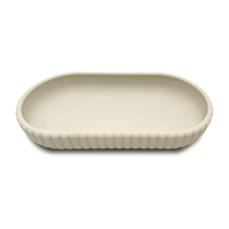 Mainstays Rubberized Plastic Ribbed Accessory Tray, Beige