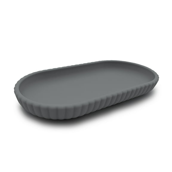 Mainstays Rubberized Plastic Ribbed Accessory Tray, Grey