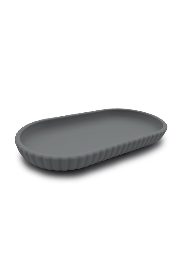 Rubberized Plastic Ribbed Accessory Tray, Grey