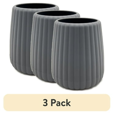 (3 pack) Mainstays Rubberized Plastic Ribbed Toothbrush Holder, Grey