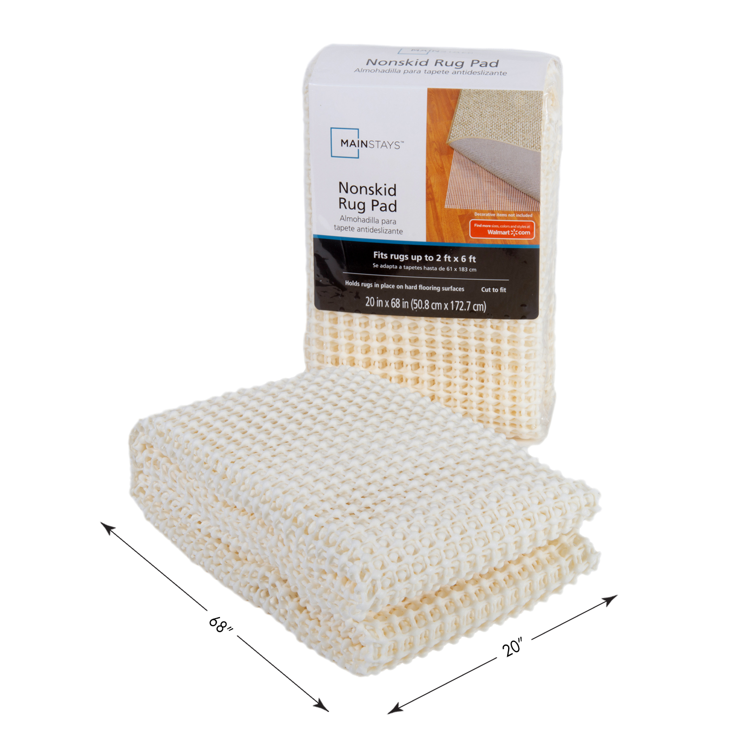 Mainstays Rug Saver NonSkid NonSlip Cream Rug Pad Fits up to 2' x 6