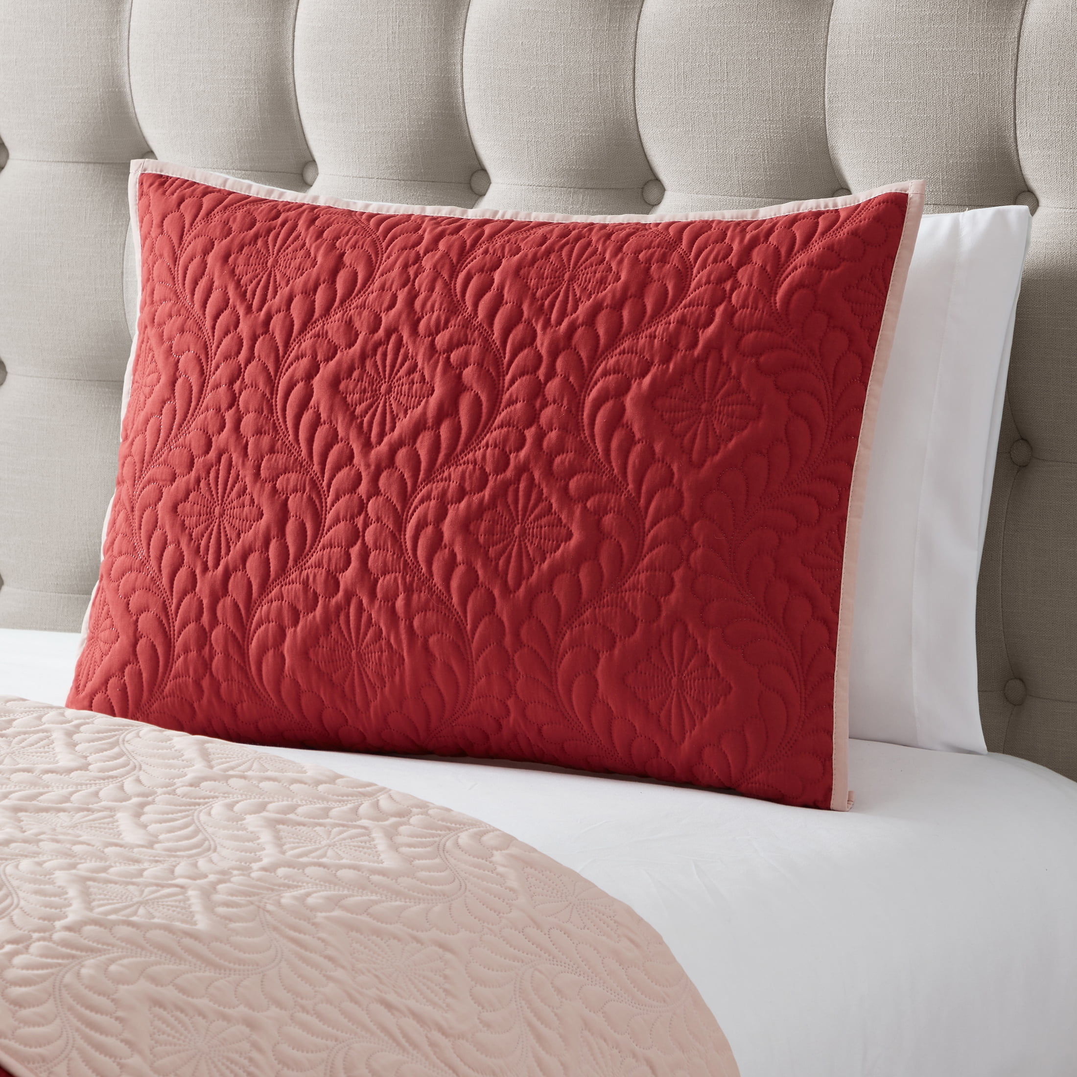 Mainstays Rust Solid Medallion Reversible Sham, King Sham