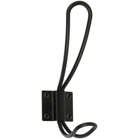 Mainstays Rustic Wall Mounted Double Coat and Hat Wire Hook, Matte Black
