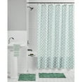 thumbnail image 1 of Mainstays 15-Piece Green & White Diamond Bathroom Set – Shower Curtain, Bath Rugs & Hooks, Stylish Polyester Design, 1 of 6