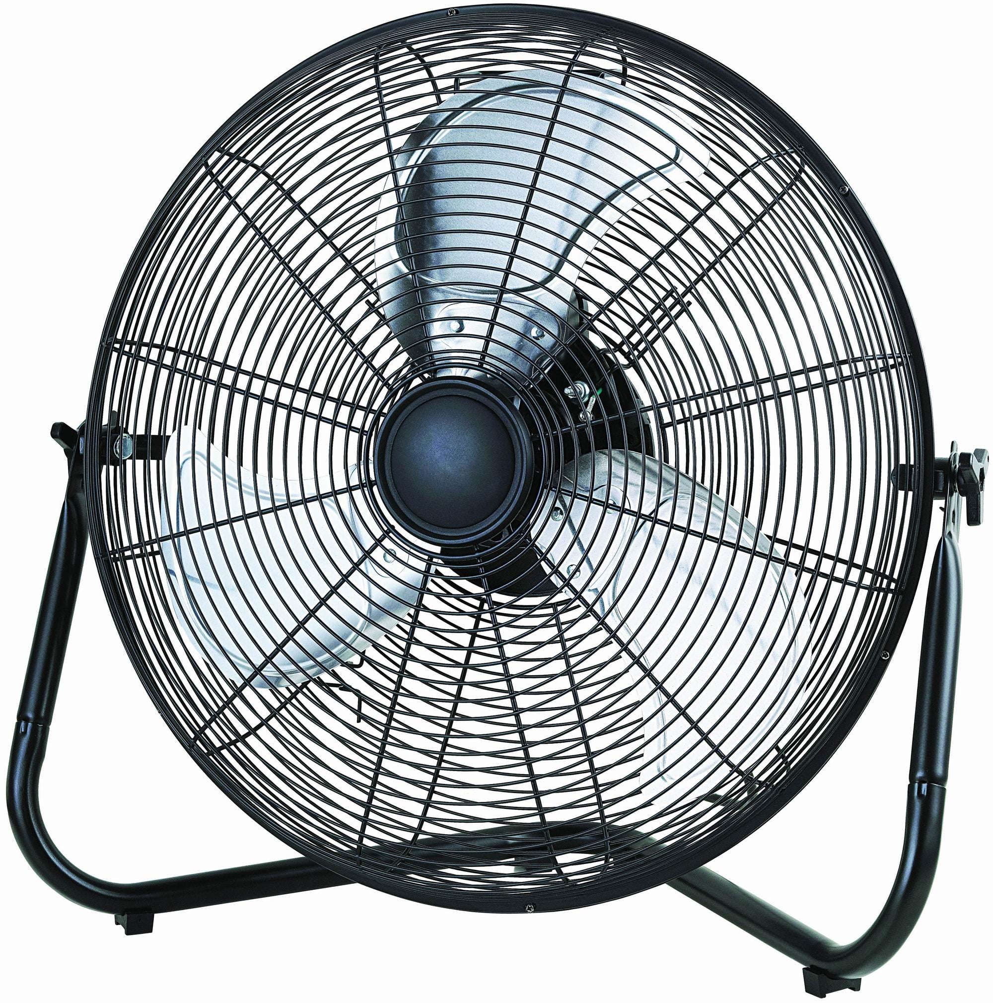 Mainstays 20" 3-Speed High Velocity Tiltable Black Steel Floor Fan