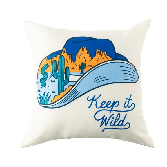 Mainstays SW Keep Wild Reversible Outdoor Throw Pillow 16 Inch Multicolour Novelty