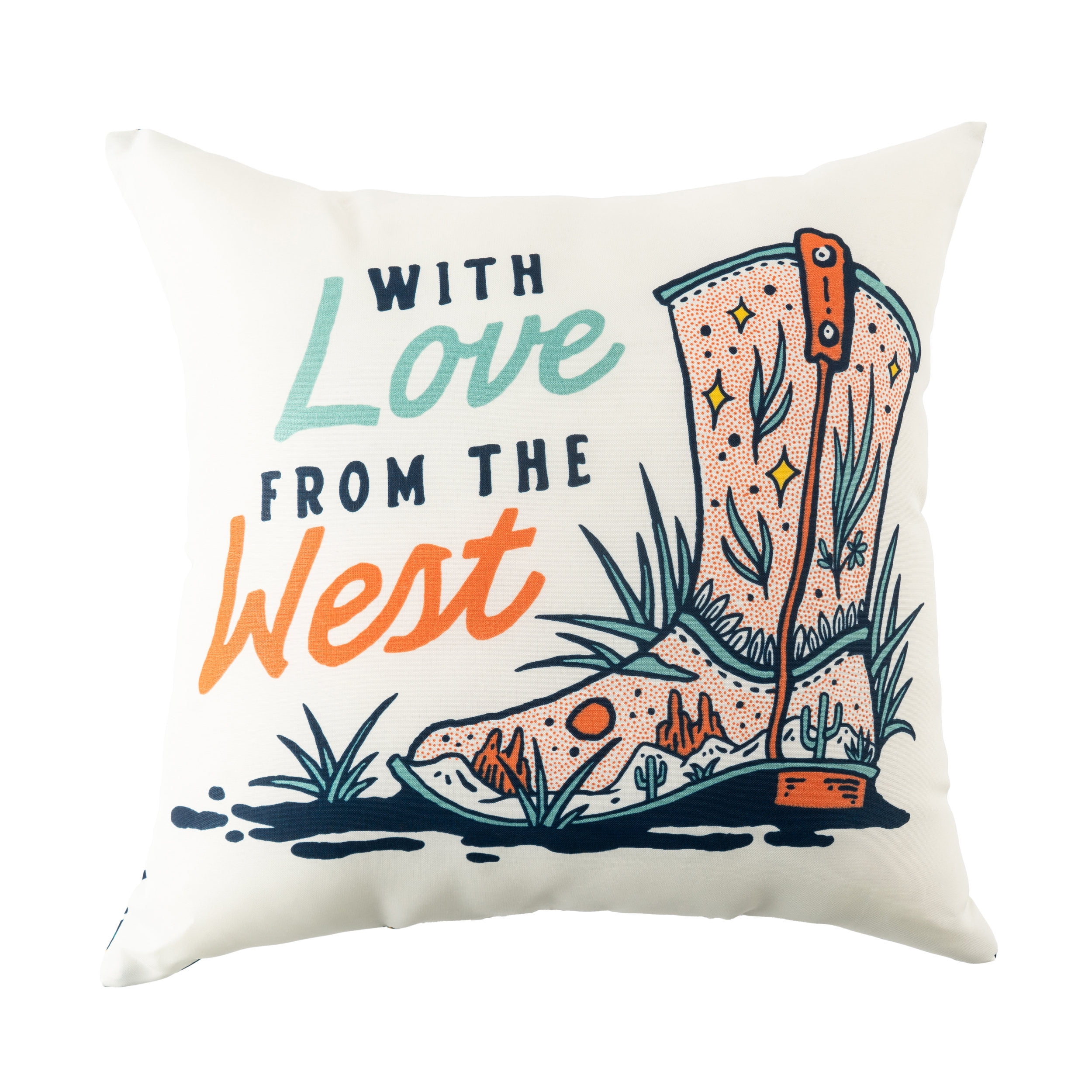 Mainstays SW Love West Reversible Outdoor Throw Pillow 16 Inch Multicolour Novelty