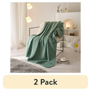 (2 pack) Mainstays Sage Fleece Throw Blanket 50" x 60" All Ages