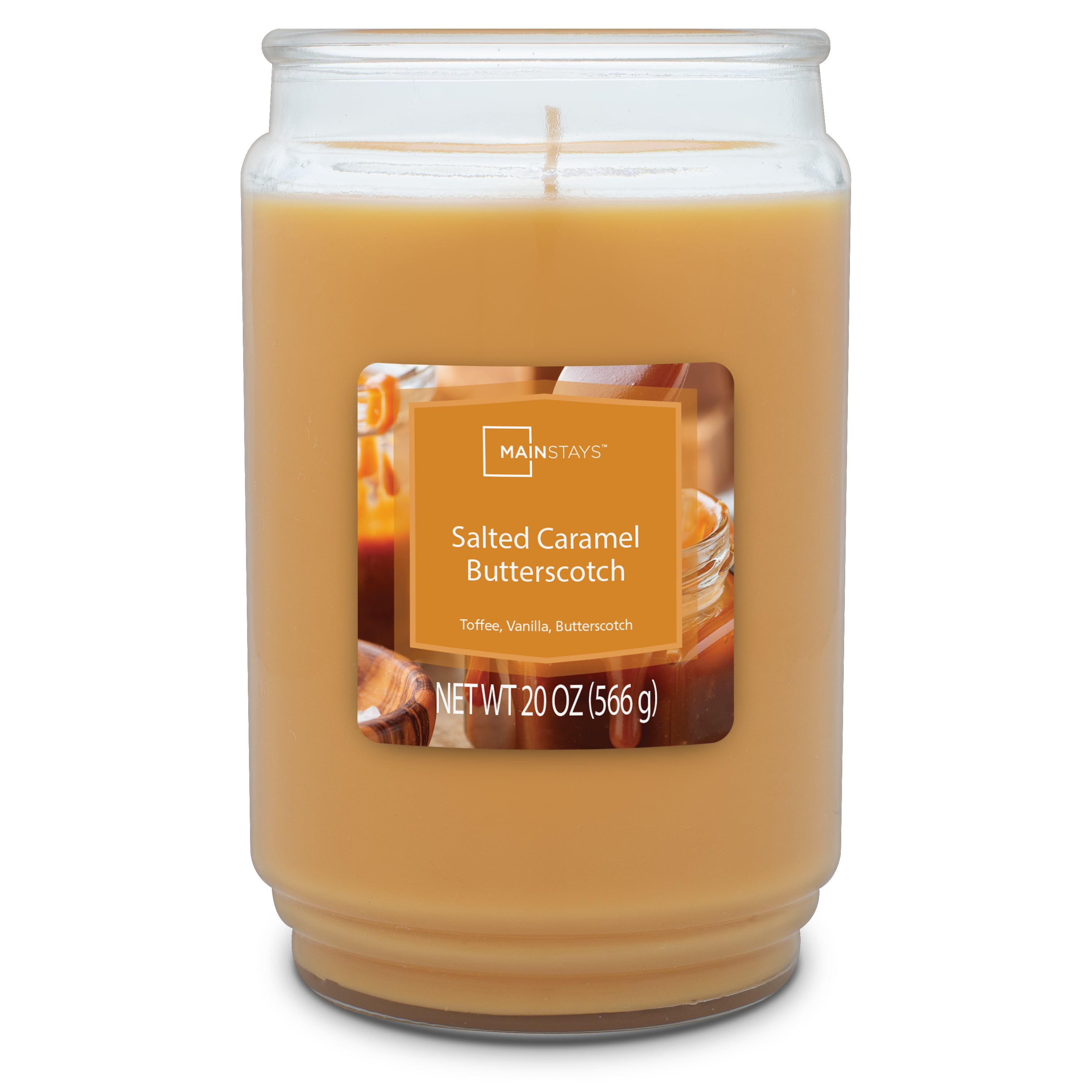 Mainstays Salted Caramel Butterscotch Scented Single Wick Candle, 20 oz