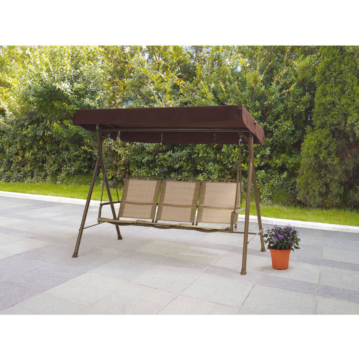 Mainstays Sand Dune 3-Person Outdoor Sling Canopy Porch Swing with Canopy, Dune - image 1 of 6